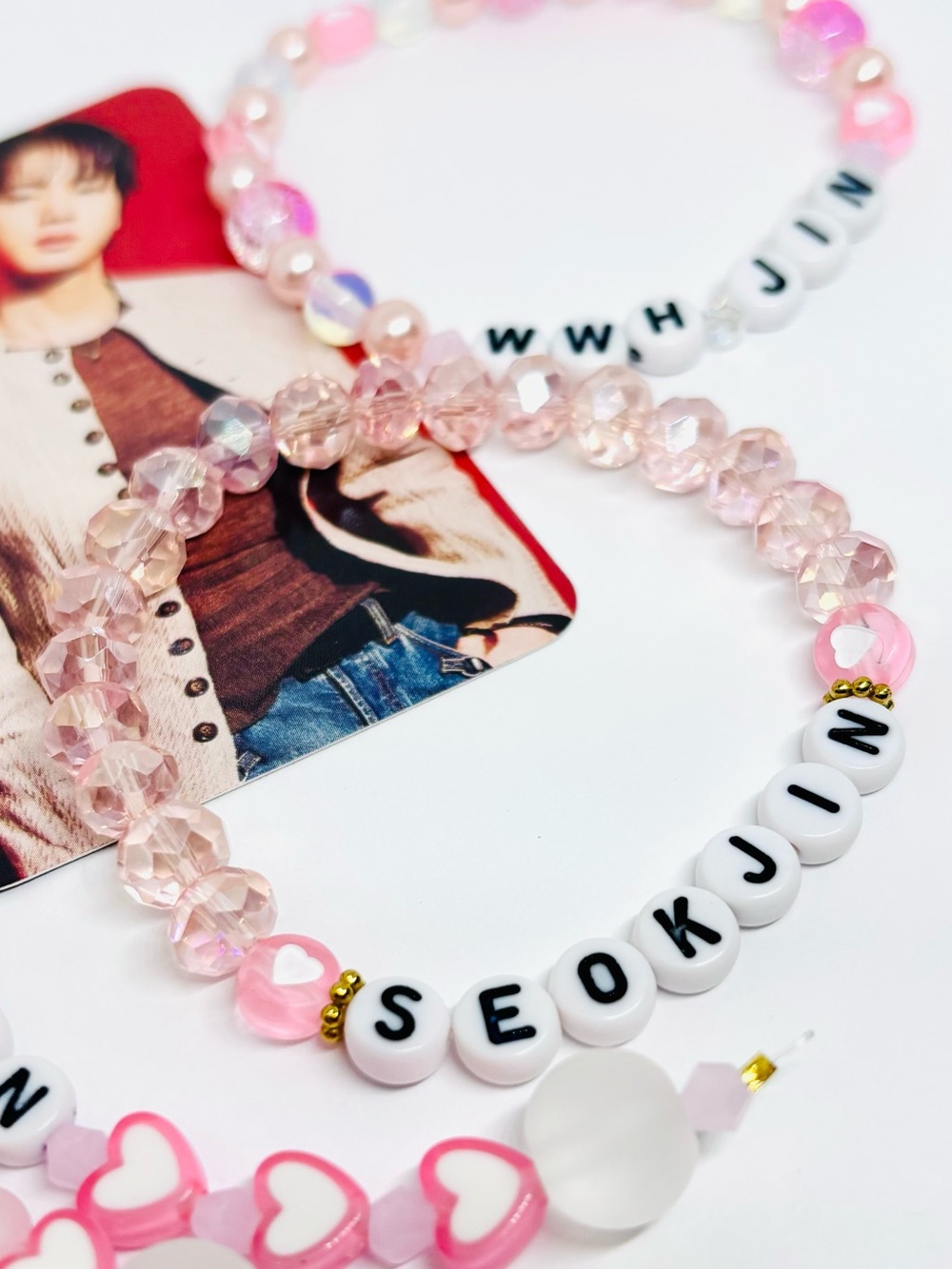 (4pcs) BTS JIN KEYCHAIN BRACELET PHOTOCARD BUNDLE - Picture 6 of 8